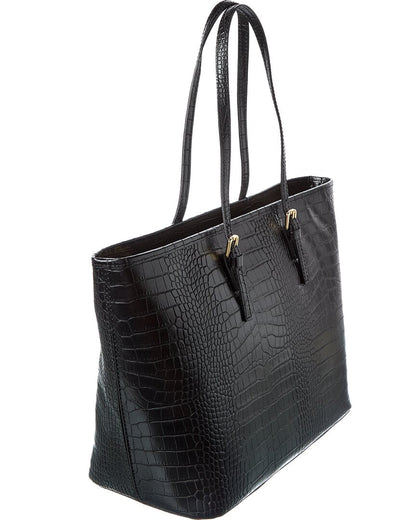 penny croc-embossed leather tote