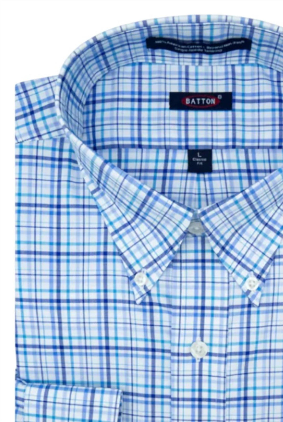 dale non-iron cotton sport shirt in blue