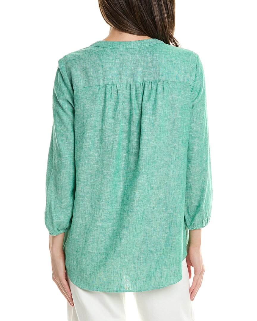 v-neck pleat front linen-blend tunic