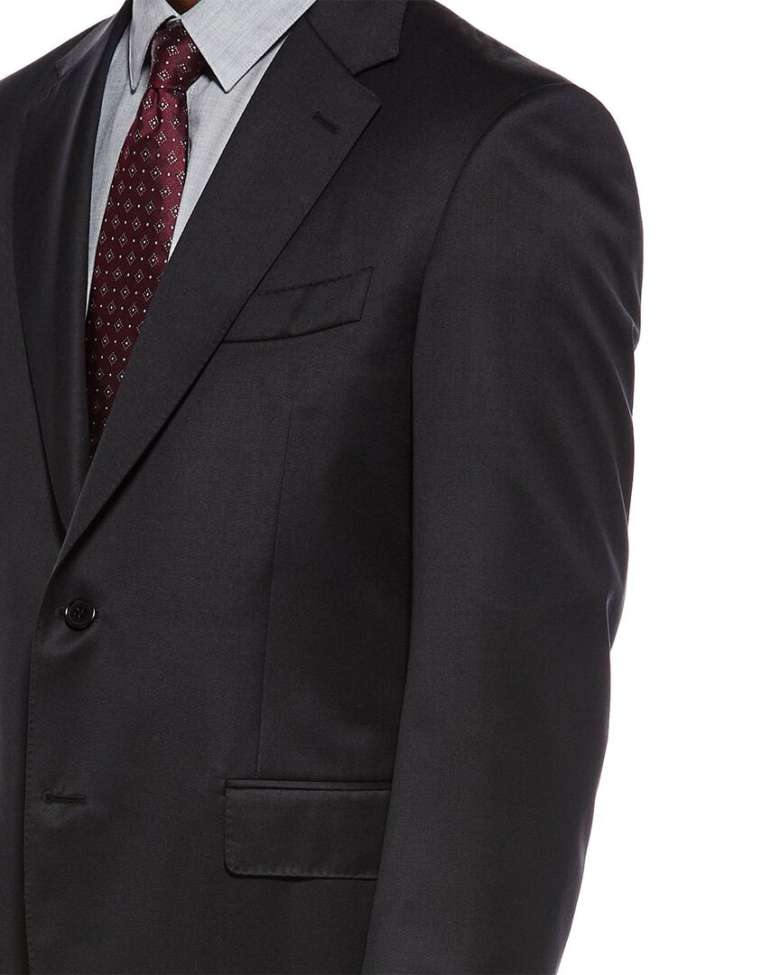 2pc wool suit with flat front pant