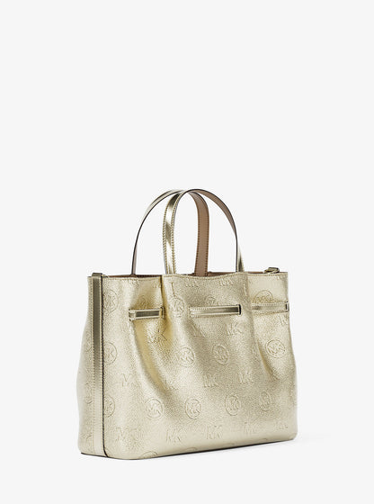 carson medium metallic logo debossed satchel