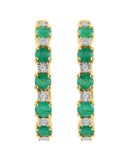 14k over silver 0.81 ct. tw. diamond & emerald earrings
