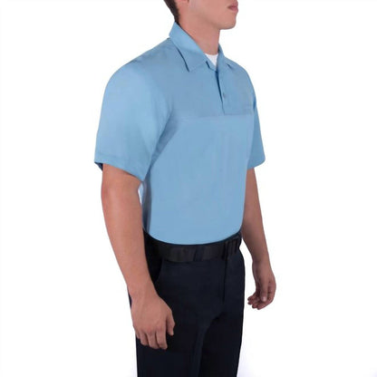 short sleeve polyester armorskin base shirt in medium blue