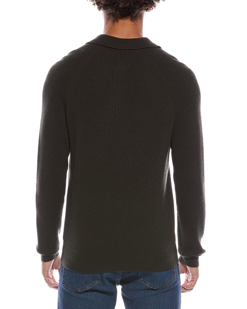 ribbed cashmere button polo shirt