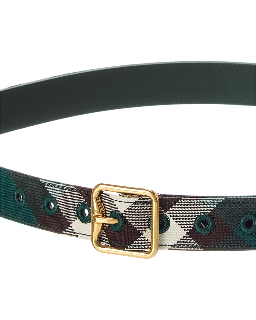 check canvas & leather belt