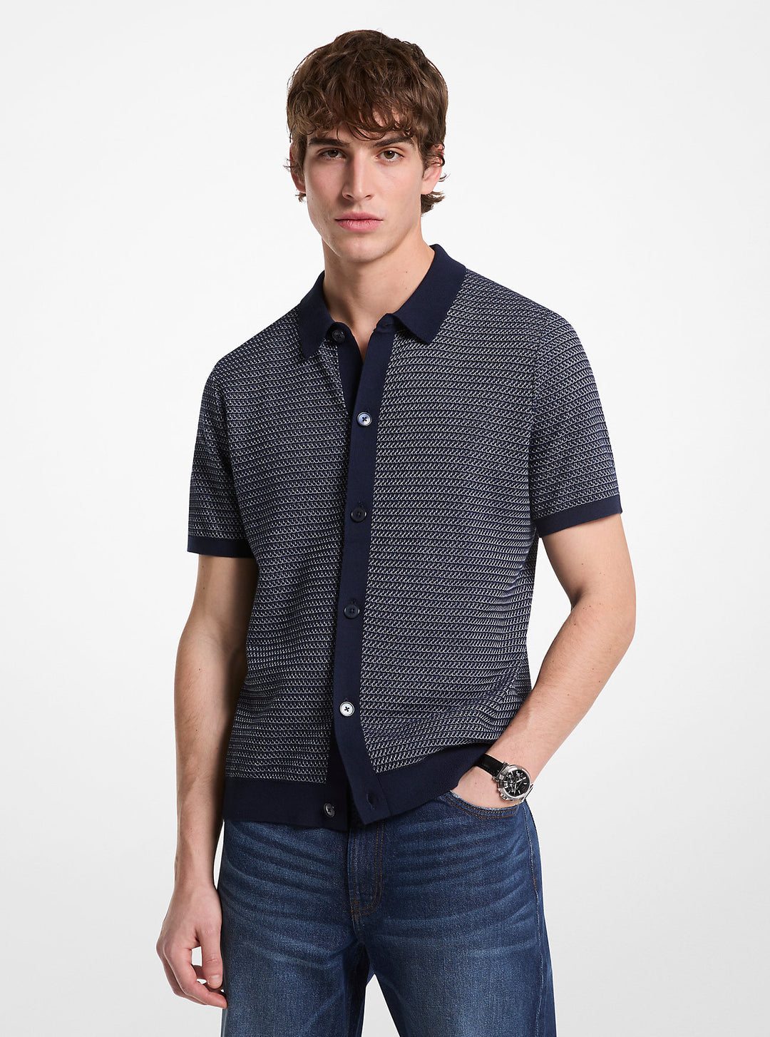 cotton tuck stitch shirt