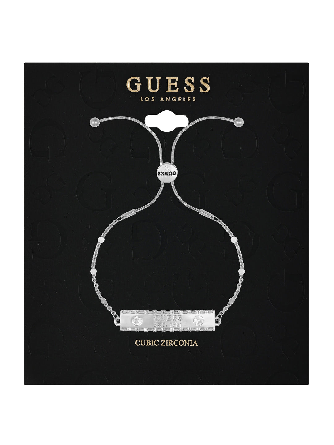 silver-tone slider logo bar bracelet