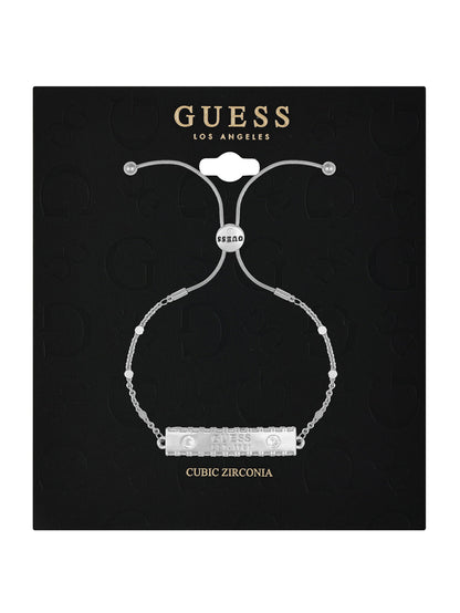 silver-tone slider logo bar bracelet