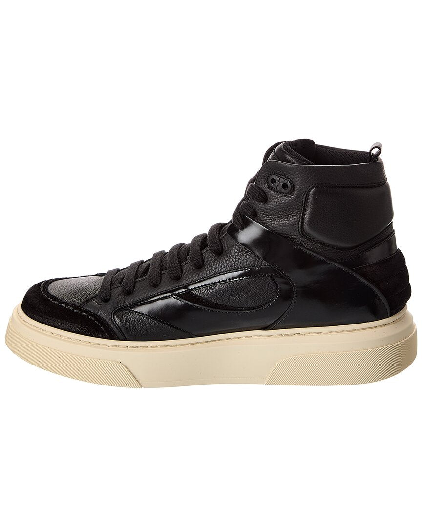 ferragamo cassio leather high-top sneaker