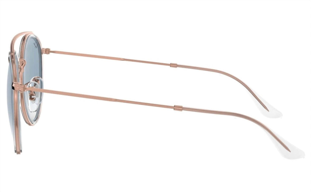 unisex - double bridge sunglasses in rose gold / blue gradient