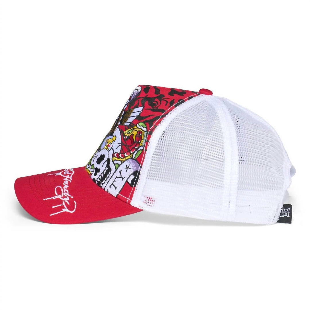 men's embroidered ntc eagle hat in cherry/white