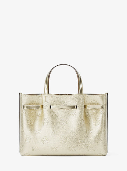 carson medium metallic logo debossed satchel