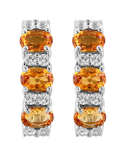 silver 1.15 ct. tw. citrine, white sapphire earrings