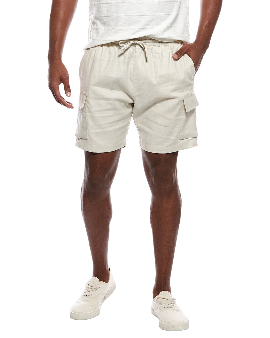stretch linen-blend cargo short