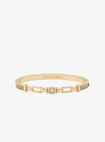 pavé logo bangle and stud earrings gift set
