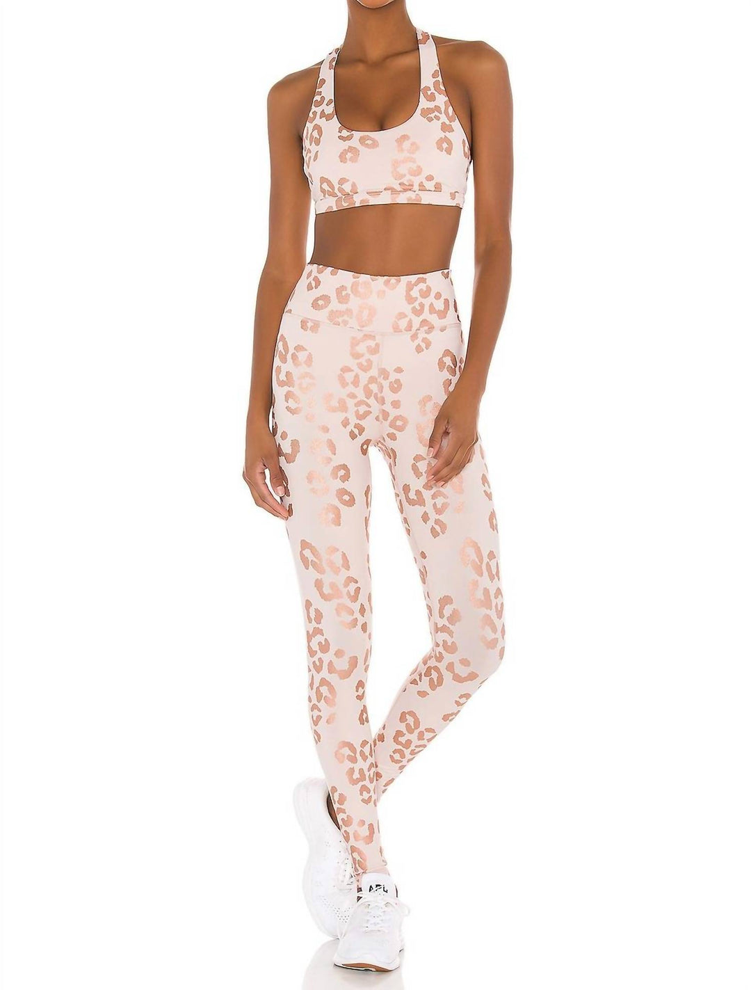 reana sports bra 2.0 in rose gold with lux cheetah print