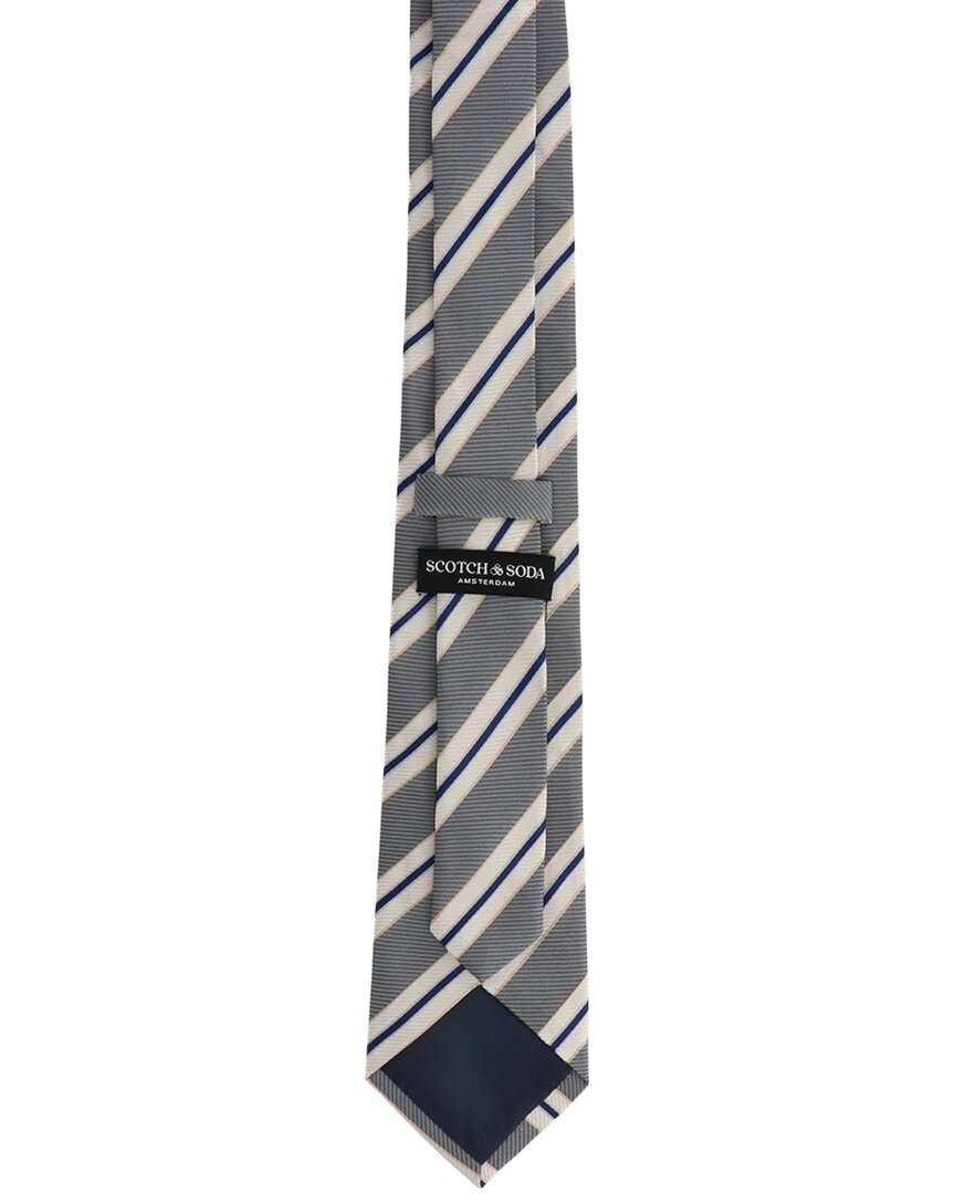 silver & navy wide stripe tie