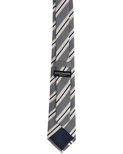 silver & navy wide stripe tie