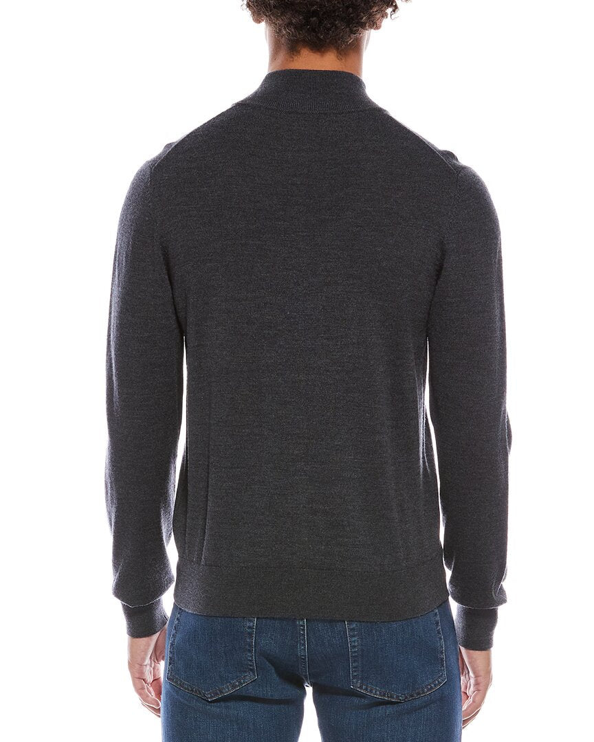 merino wool zip mock neck cardigan