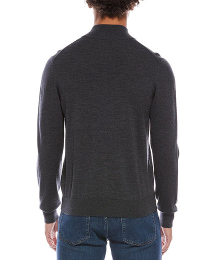 merino wool zip mock neck cardigan