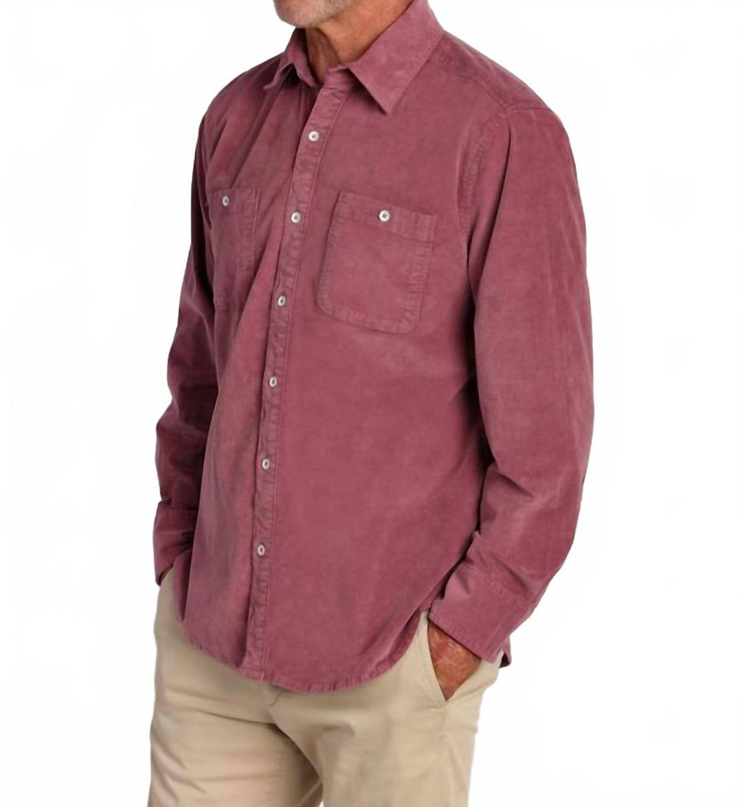 cozy cut cord work shirt in claret