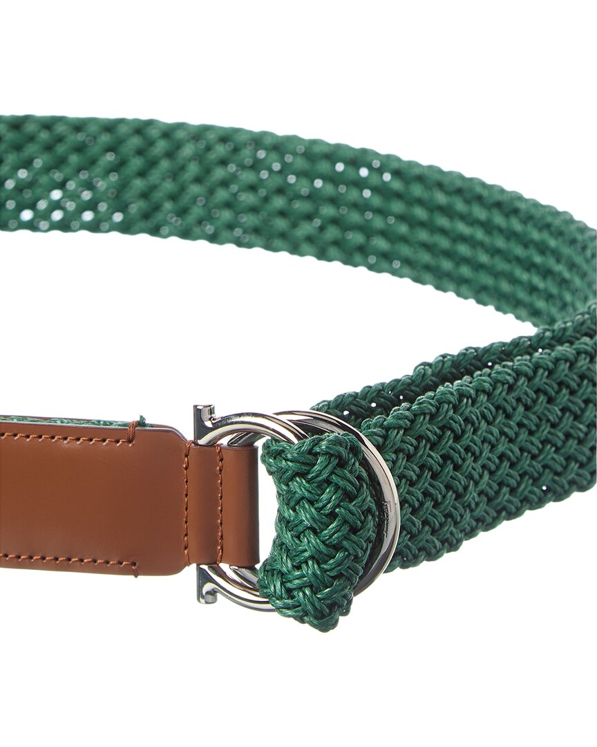 ferragamo woven & leather belt