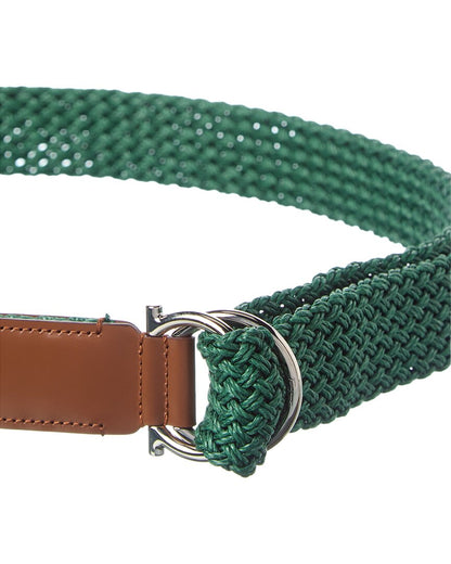 ferragamo woven & leather belt