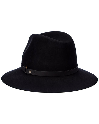 leather-trim wool felt fedora
