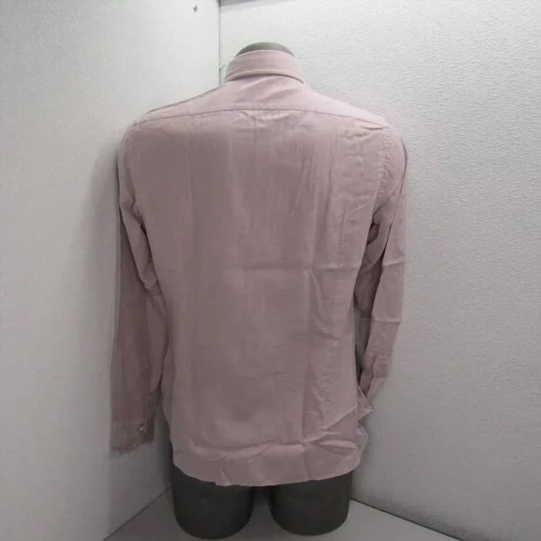 men's long sleeve collared cotton button shirt in light pink