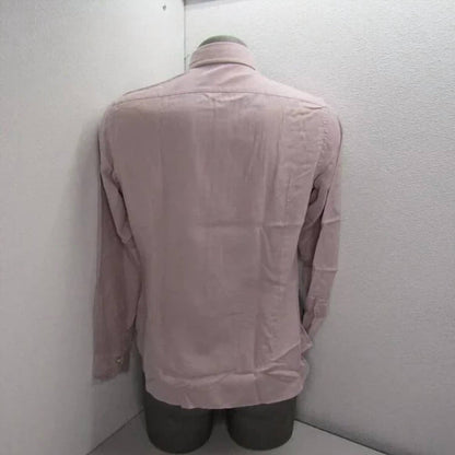 men's long sleeve collared cotton button shirt in light pink