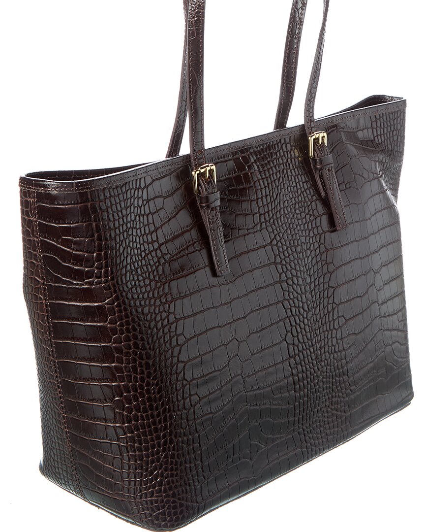 penny croc-embossed leather tote
