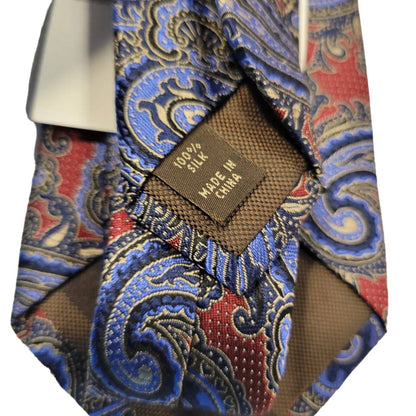 men's paisley designer tie in red multi
