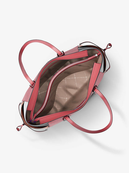 voyager large color-block signature logo tote bag