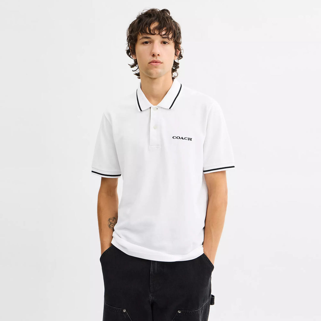 signature trim polo in organic cotton