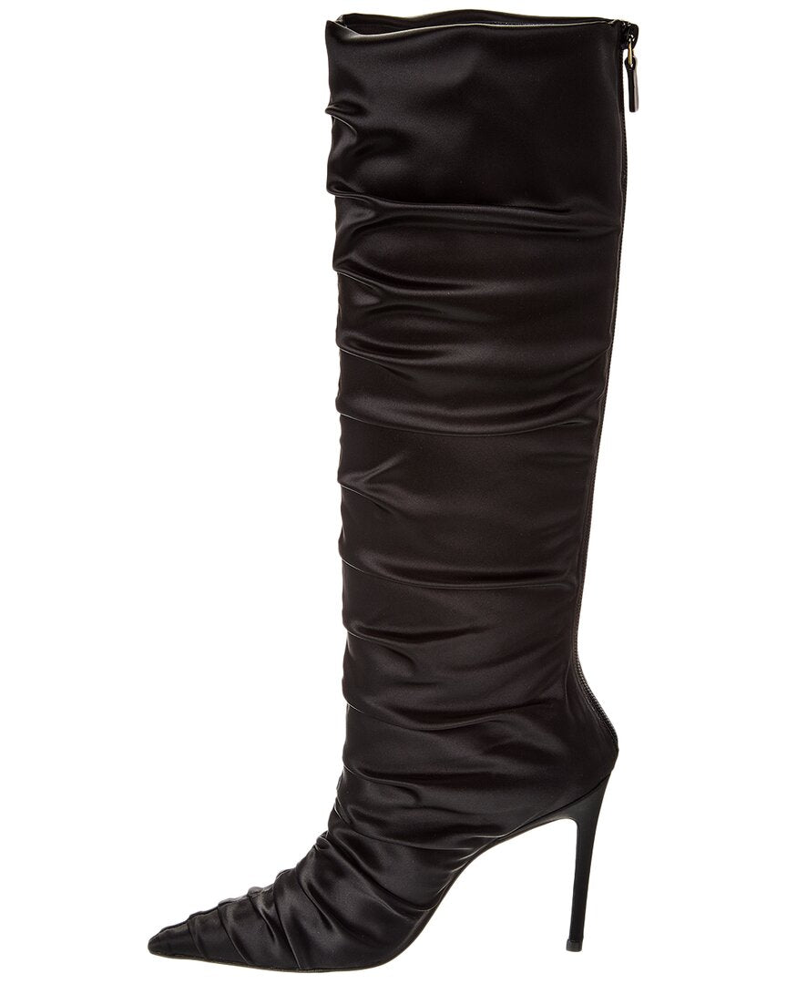strt ruched 100 satin knee-high boot