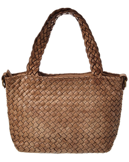marie hand woven leather tote