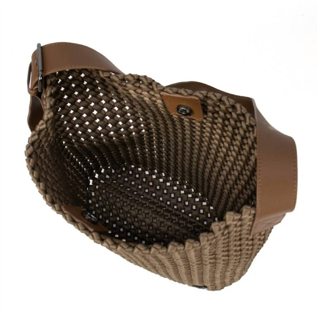 women's osler woven hand-knotted hobo bag in dark khaki