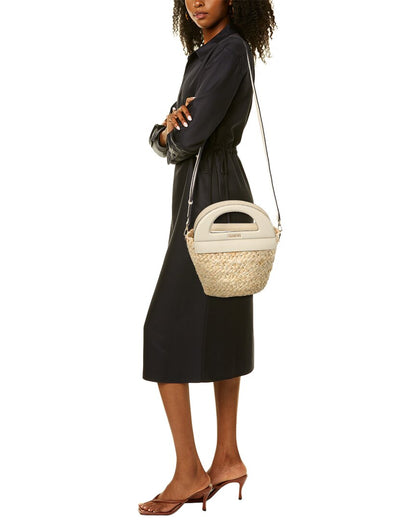 straw & leather bucket bag