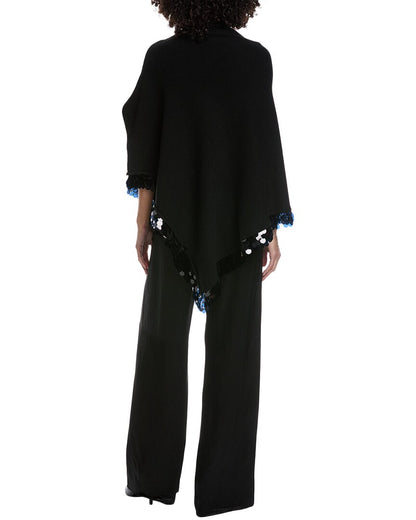 sequin border poncho