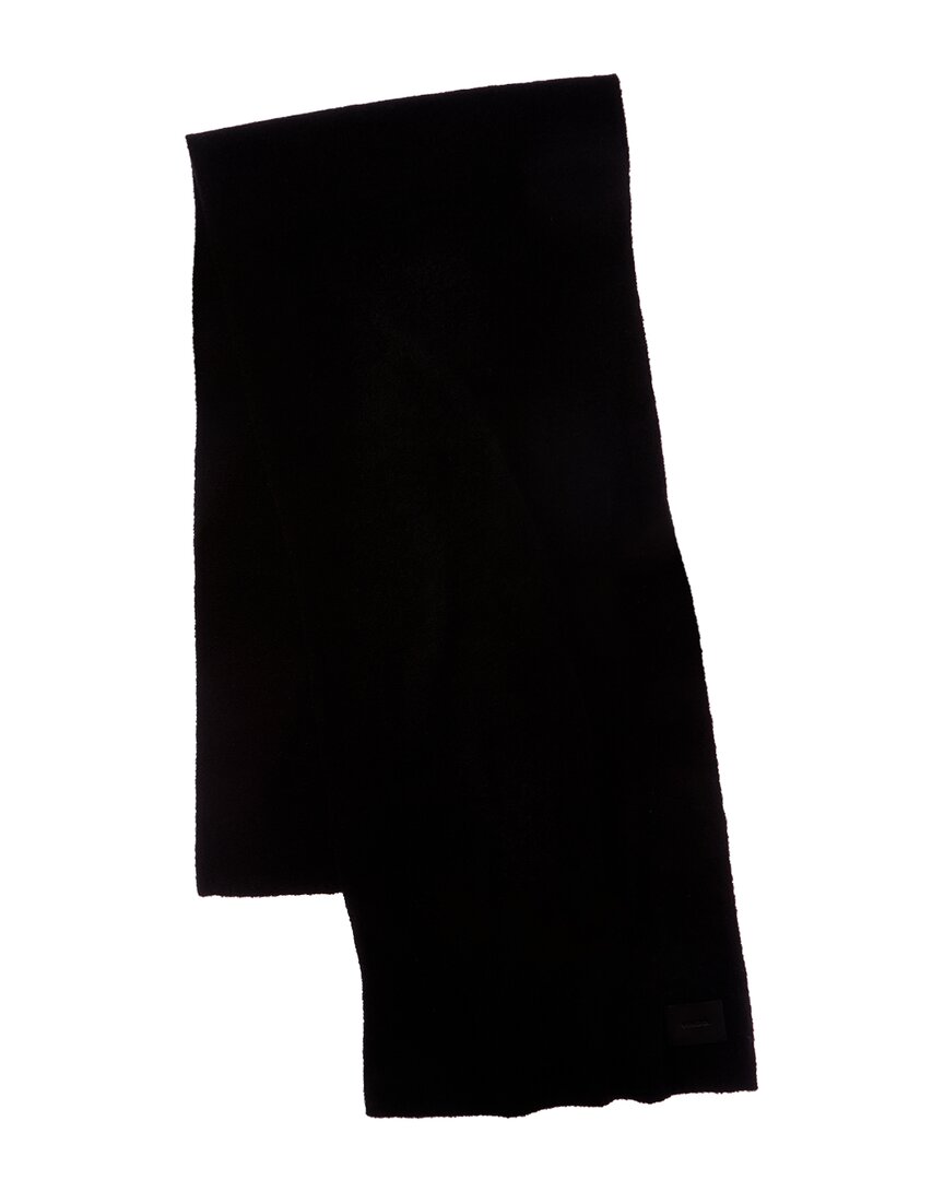 double-face solid leather-trim wool & cashmere-blend scarf