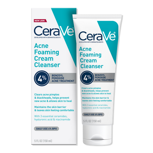 Acne Foaming Cream Cleanser with 4% BPO for Acne Prone Skin