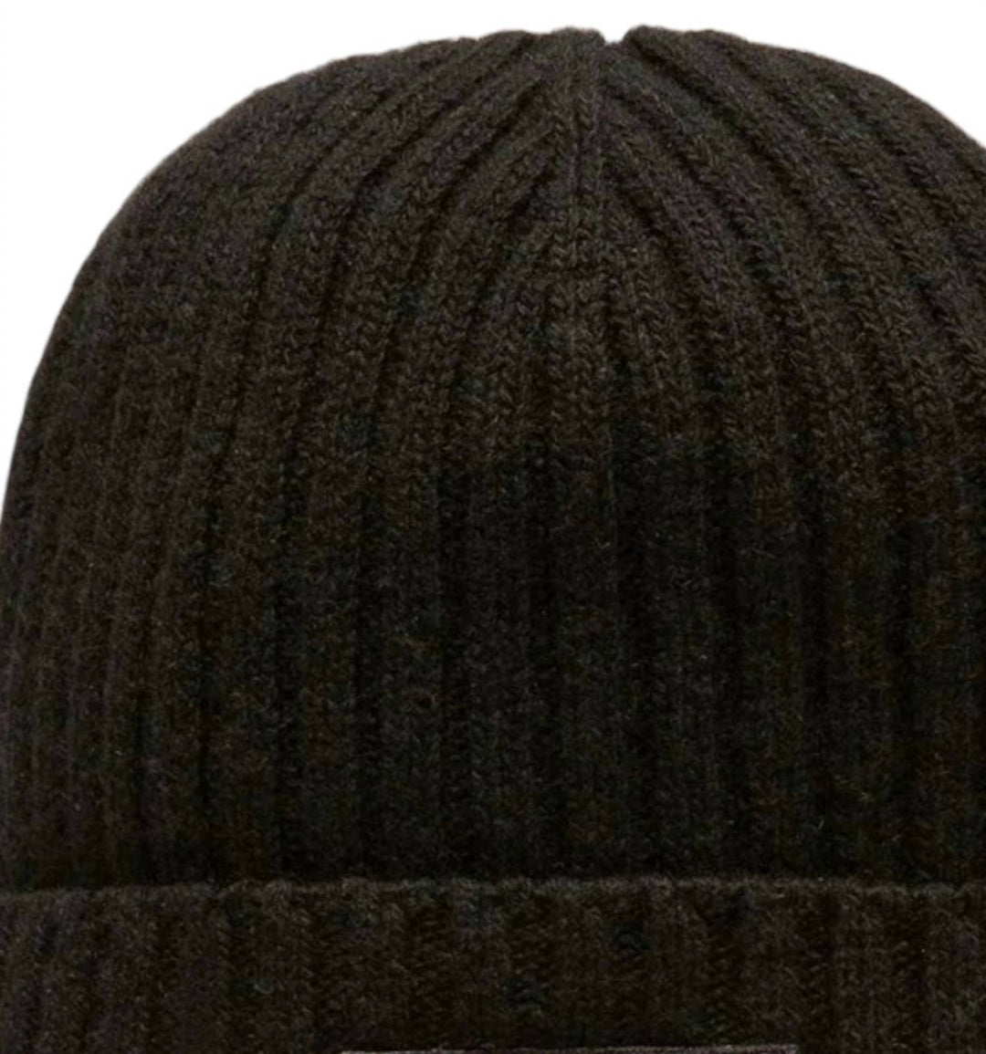 men's ribbed logo wool beanie in black