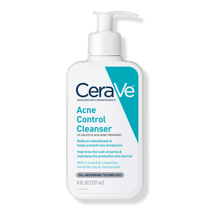Acne Control Cleanser for Face with 2% Salicylic Acid & Purifying Clay for Oily Skin
