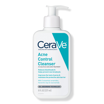 Acne Control Cleanser for Face with 2% Salicylic Acid & Purifying Clay for Oily Skin