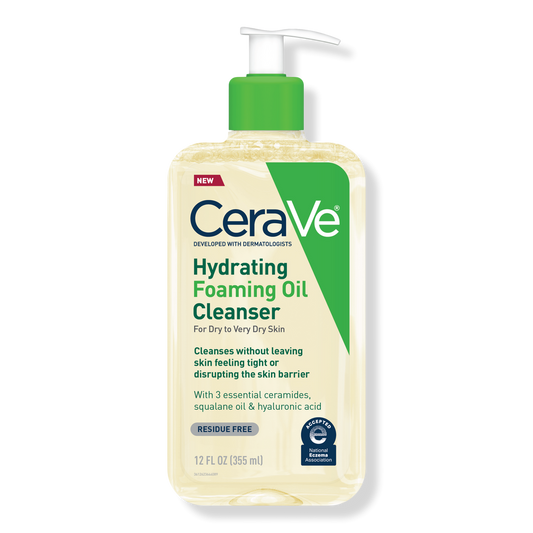 Hydrating Foaming Oil Cleanser, Water-Based Face Wash for Dry Skin