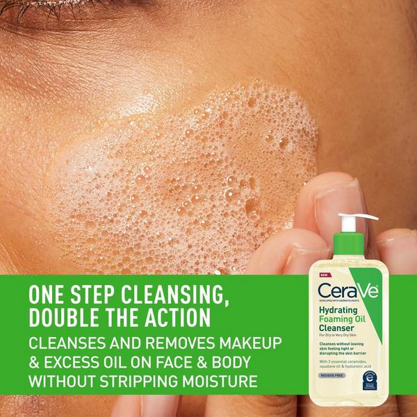 Hydrating Foaming Oil Cleanser, Water-Based Face Wash for Dry Skin