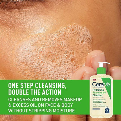 Hydrating Foaming Oil Cleanser, Water-Based Face Wash for Dry Skin