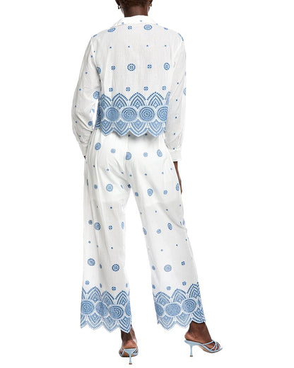 bellagio fleur 2pc button front top and pant set