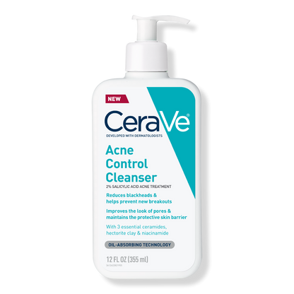 Acne Control Cleanser for Face with 2% Salicylic Acid & Purifying Clay for Oily Skin