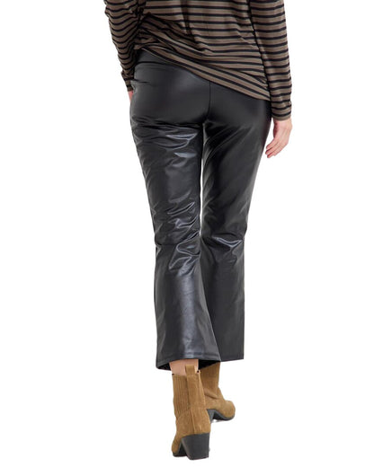 the vegan stretch leather crop flare pant